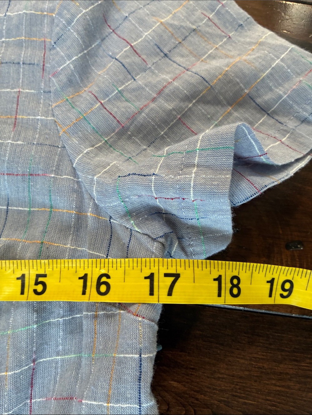 Modcloth Chambray Rainbow Stitched Dress Pockets Short Sleeve Cotton Size S - Picture 4 of 10